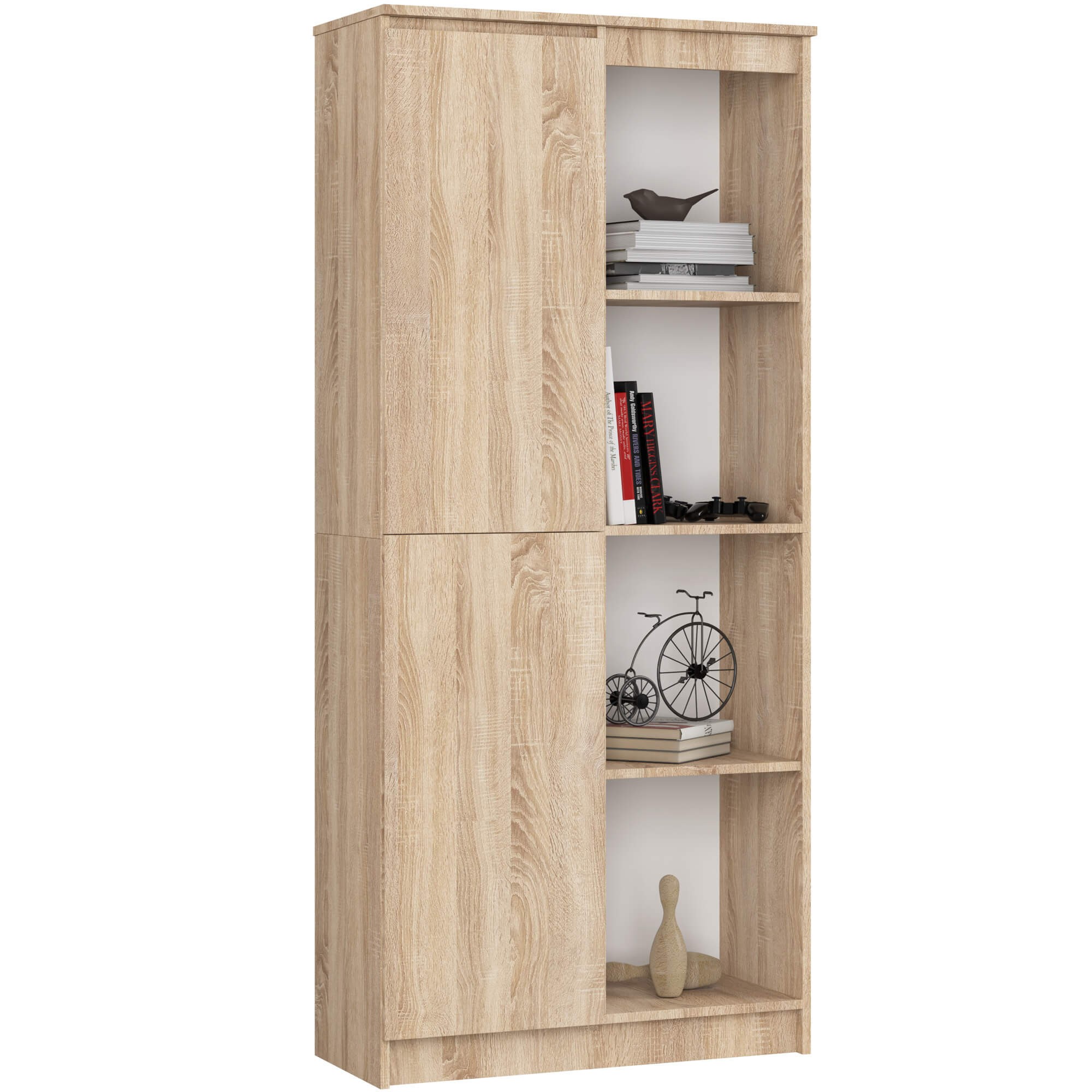 Ak furniture Regál Rexa 80 cm 1 skříňka a 4 police dub sonoma