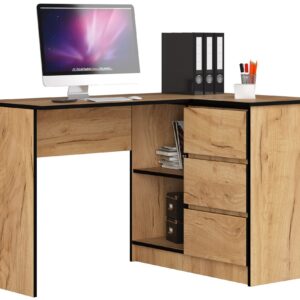 Ak furniture Rohový psací stůl B16 124 cm dub craft zlatý pravý