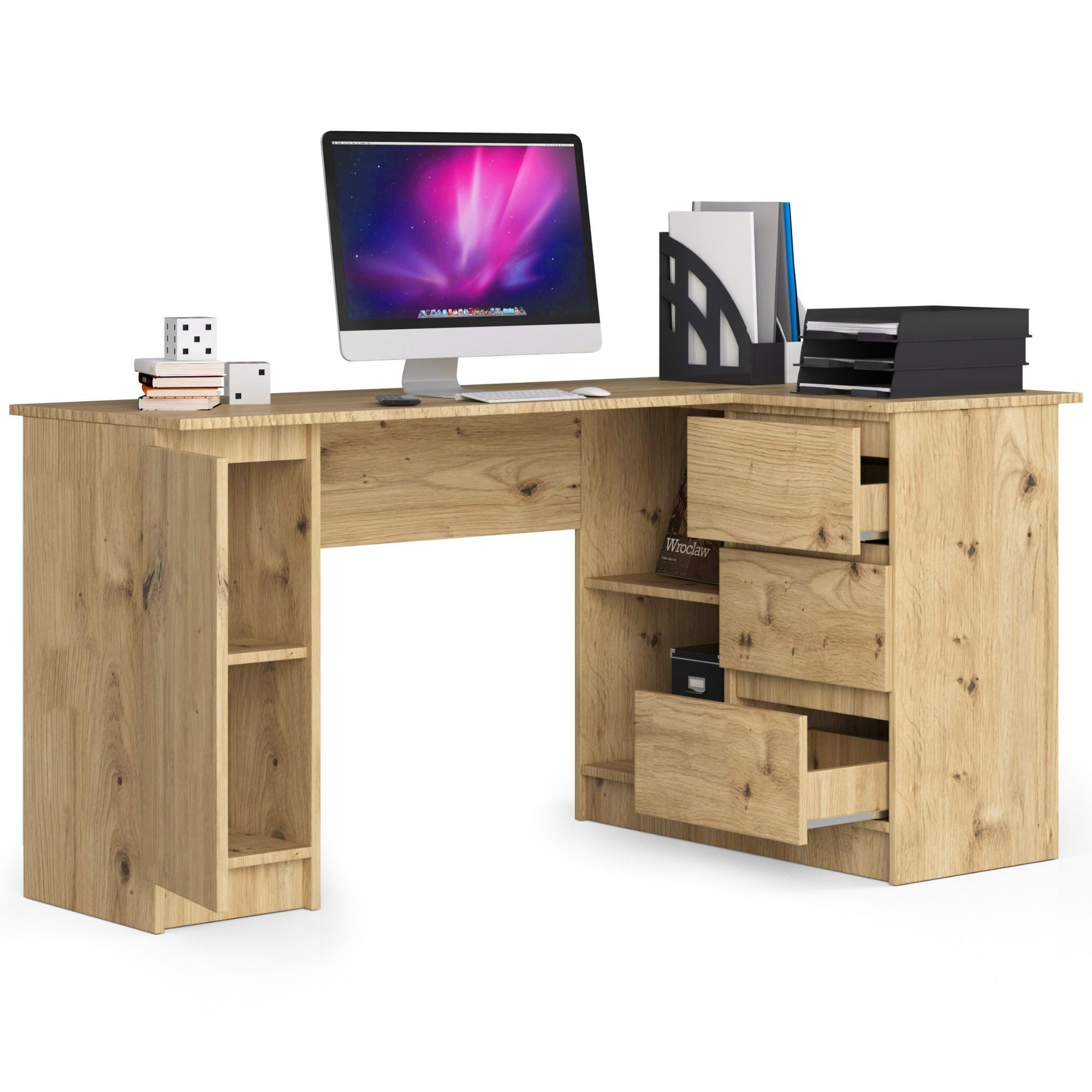 Ak furniture Rohový psací stůl B20 155 cm dub artisan pravý - Obrázek 2