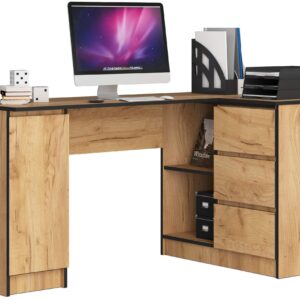 Ak furniture Rohový psací stůl B20 155 cm dub craft zlatý pravý