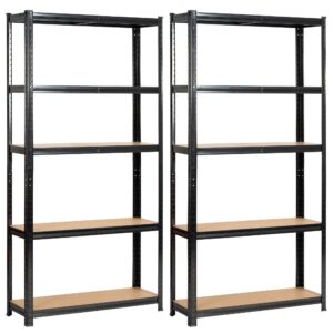 Ak furniture Sada 2 ks kovových regálů REGMET 90x30x180 cm černá