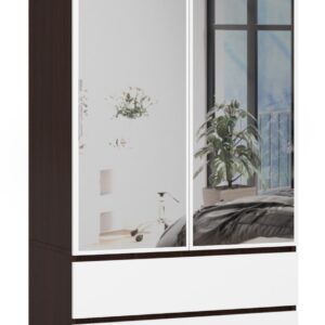 Ak furniture Šatní skříň Star se zrcadlem 90 cm wenge/bílá