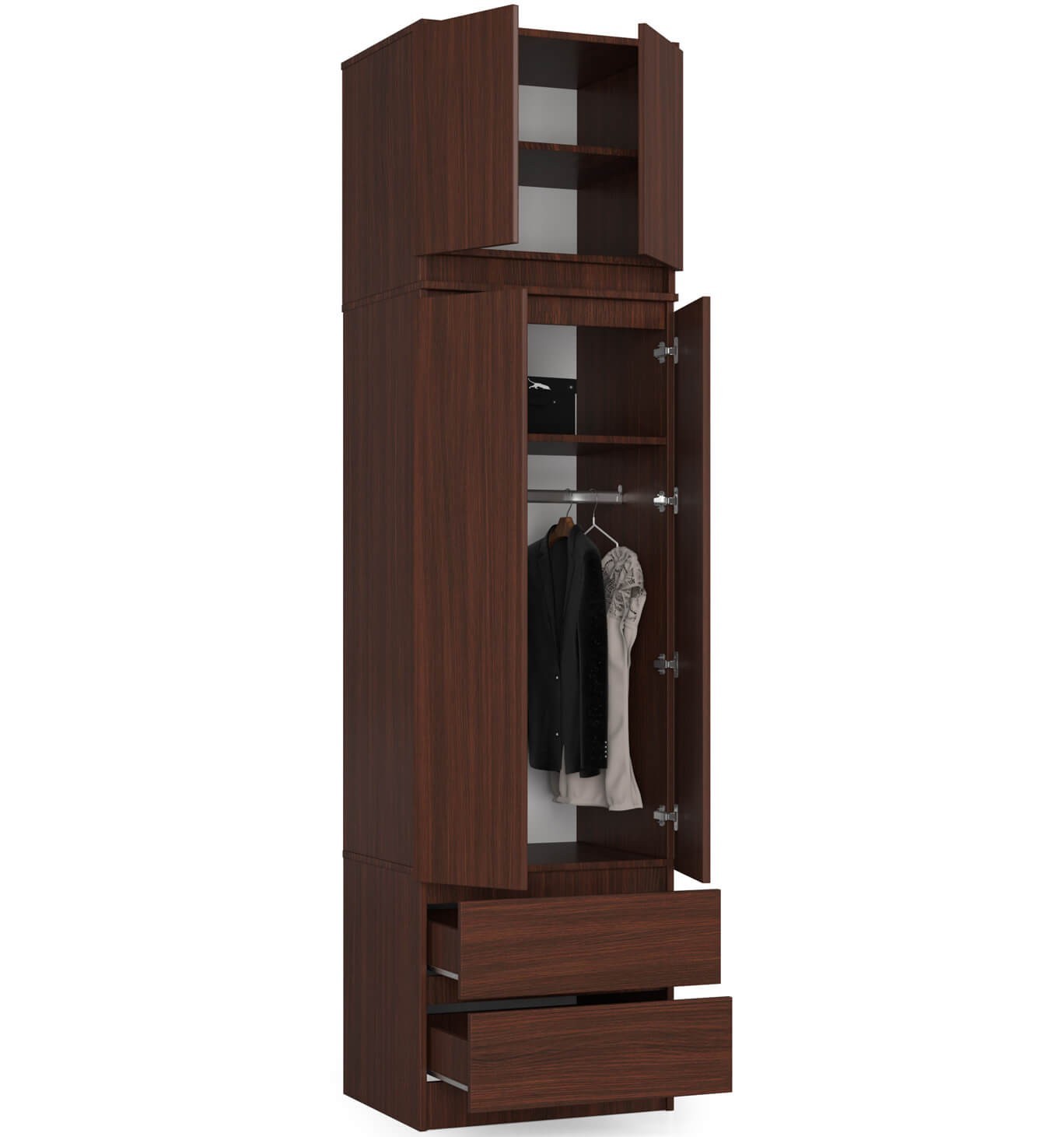 Ak furniture Šatní skříň s nástavcem STAR 60 cm wenge - Obrázek 2
