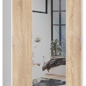 Ak furniture Šatní skříň se zrcadlem Reton 150 cm bílá/dub sonoma