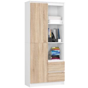 Ak furniture Skříň Rexa 80 cm bílá/dub sonoma