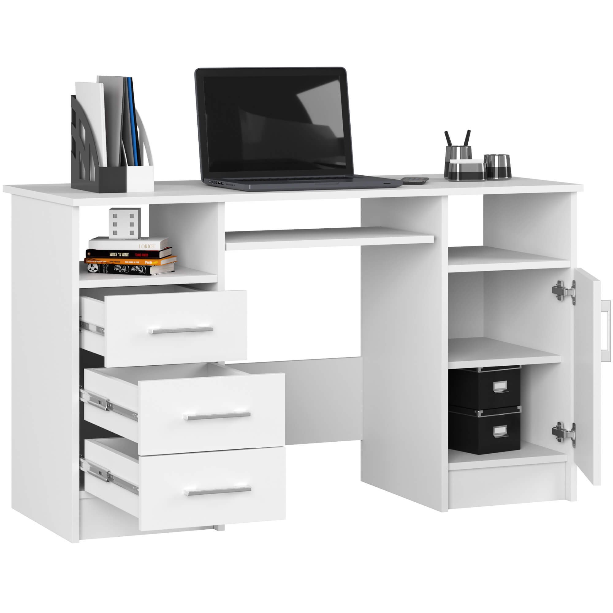 Ak furniture Volně stojící psací stůl Ana 124 cm bílý - Obrázek 2