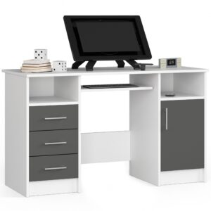 Ak furniture Volně stojící psací stůl Ana 124 cm bílý/grafitově šedý