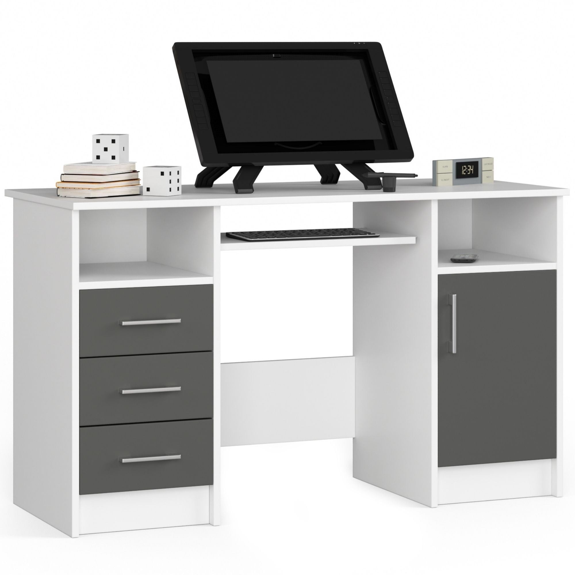 Ak furniture Volně stojící psací stůl Ana 124 cm bílý/grafitově šedý