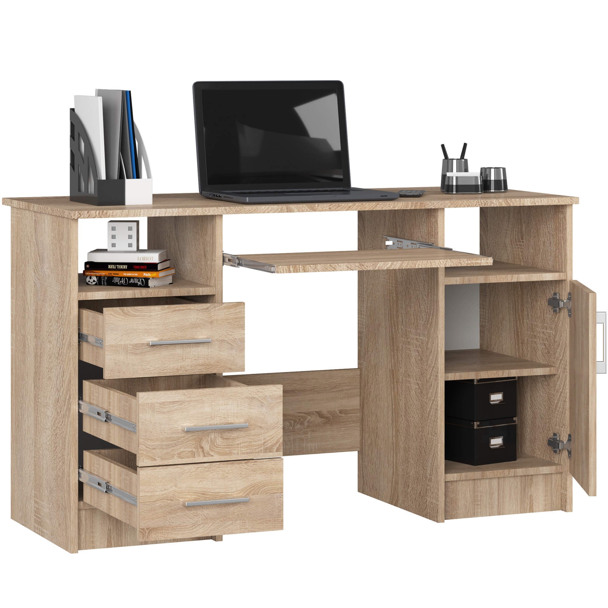 Ak furniture Volně stojící psací stůl Ana 124 cm dub sonoma - Obrázek 2