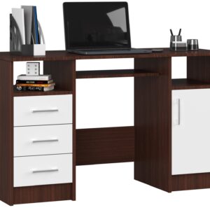 Ak furniture Volně stojící psací stůl Ana 124 cm wenge/bílý