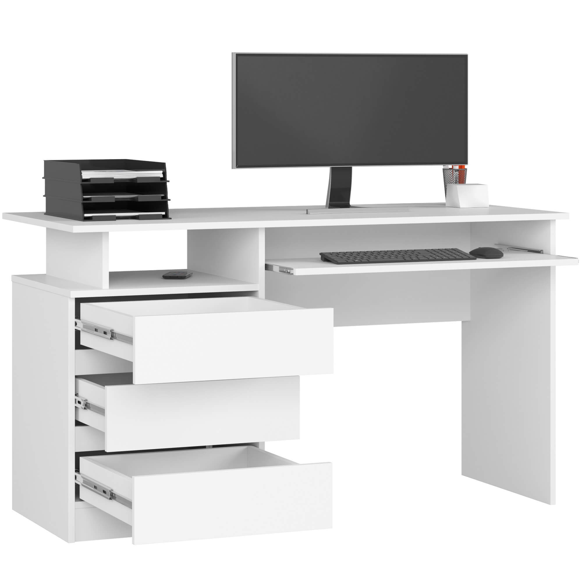 Ak furniture Volně stojící psací stůl CLP 135 cm bílý - Obrázek 2