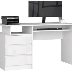 Ak furniture Volně stojící psací stůl CLP 135 cm bílý lesk