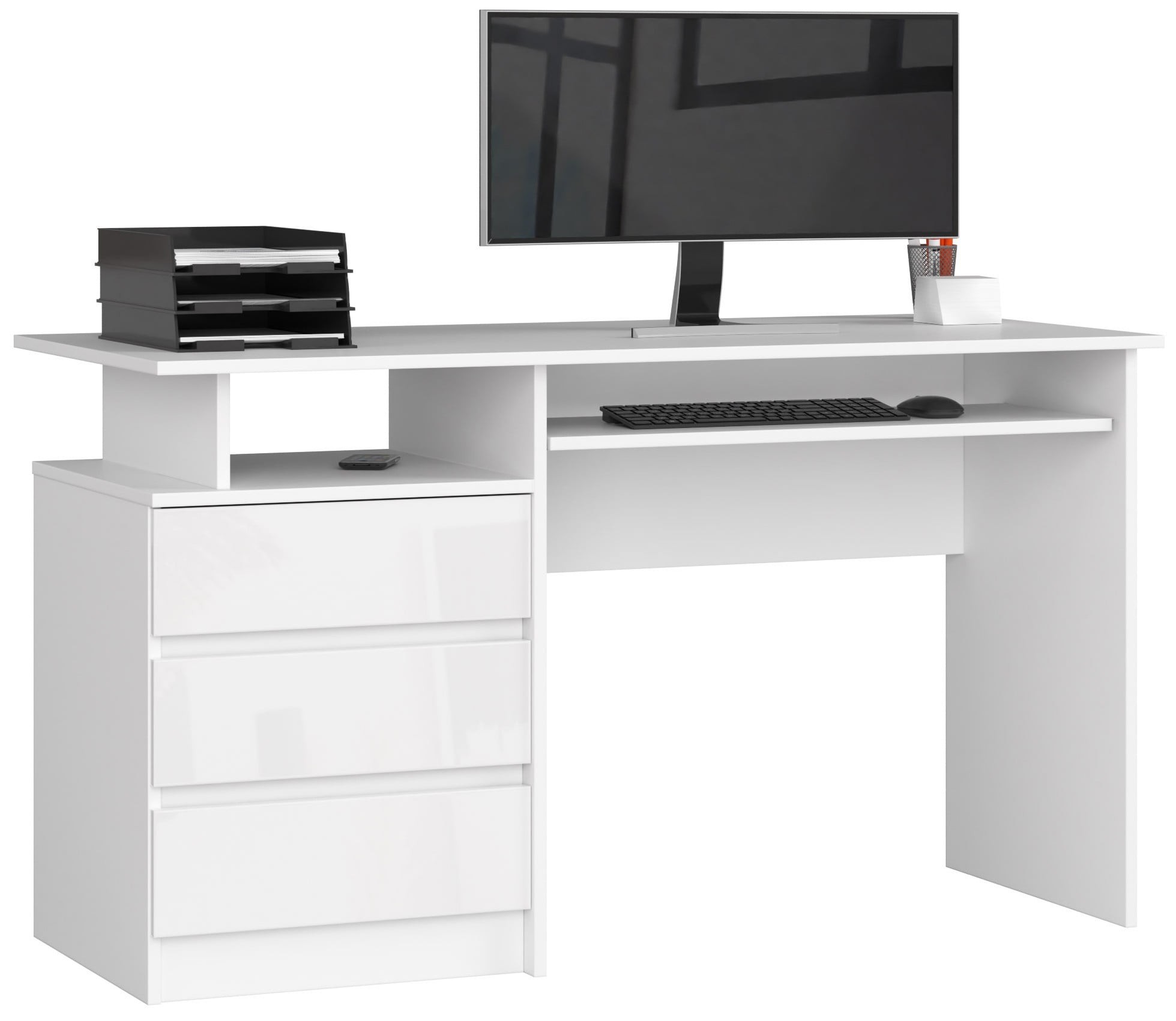 Ak furniture Volně stojící psací stůl CLP 135 cm bílý lesk