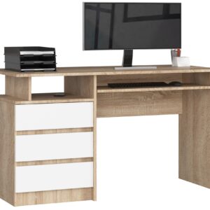 Ak furniture Volně stojící psací stůl CLP 135 cm dub sonoma/bílý