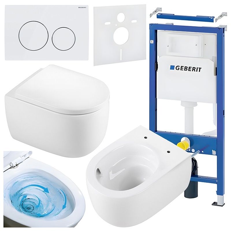 BPS-koupelny Podomítkový modul Geberit DuoFix s WC mísou LE-WH-TR-02 + ovládací tlačítko Delta 20 bílá