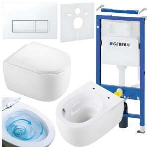 BPS-koupelny Podomítkový modul Geberit DuoFix s WC mísou LE-WH-TR-02 + ovládací tlačítko Delta 50 bílá