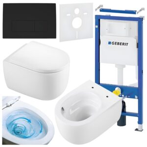 BPS-koupelny Podomítkový modul Geberit DuoFix s WC mísou LE-WH-TR-02 + ovládací tlačítko Delta 50 černá mat