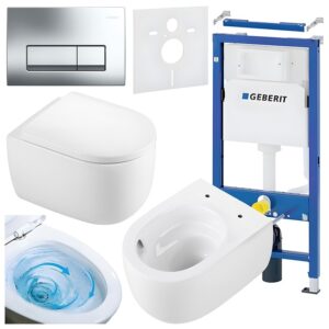 BPS-koupelny Podomítkový modul Geberit DuoFix s WC mísou LE-WH-TR-02 + ovládací tlačítko Delta 50 chrom