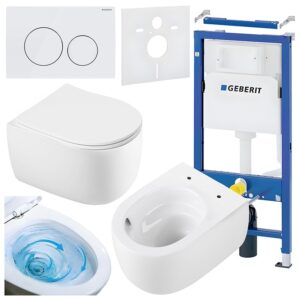 BPS-koupelny Podomítkový modul Geberit DuoFix s WC mísou LE-WH-TR-03 + ovládací tlačítko Delta 20 bílá