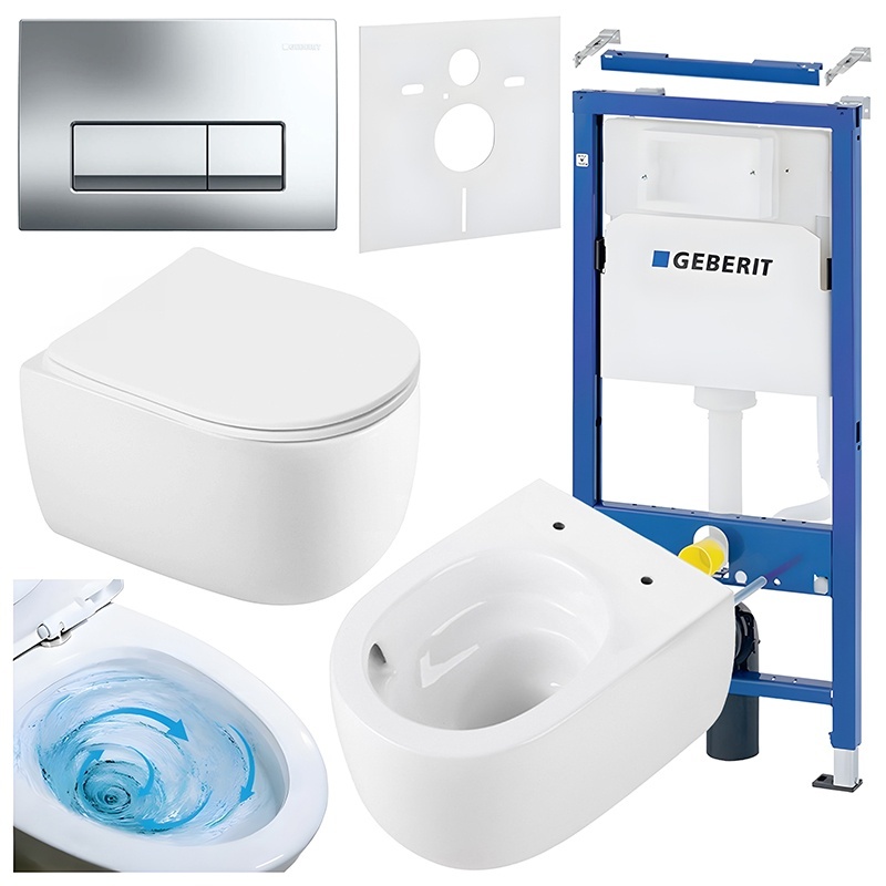 BPS-koupelny Podomítkový modul Geberit DuoFix s WC mísou LE-WH-TR-03 + ovládací tlačítko Delta 50 chrom