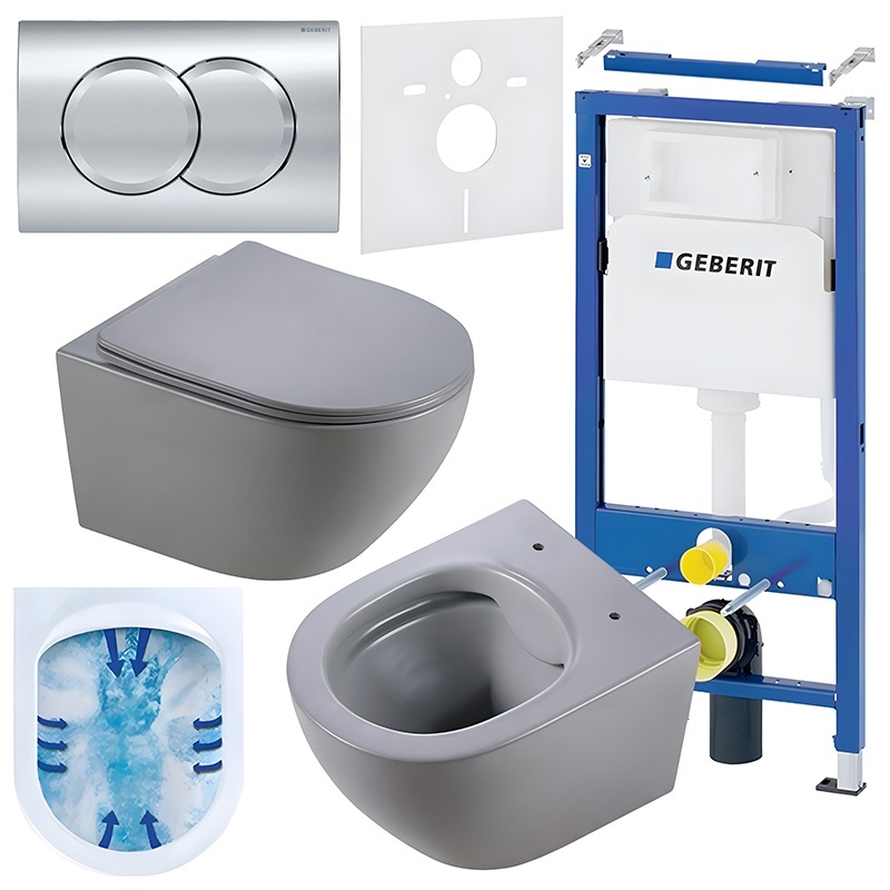 BPS-koupelny Podomítkový modul Geberit DuoFix s WC mísou MU-MTGR-RIM-03 + ovládací tlačítko Delta 01 chrom