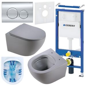 BPS-koupelny Podomítkový modul Geberit DuoFix s WC mísou MU-MTGR-RIM-03 + ovládací tlačítko Delta 20 chrom