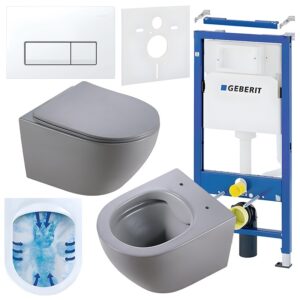 BPS-koupelny Podomítkový modul Geberit DuoFix s WC mísou MU-MTGR-RIM-03 + ovládací tlačítko Delta 50 bílá