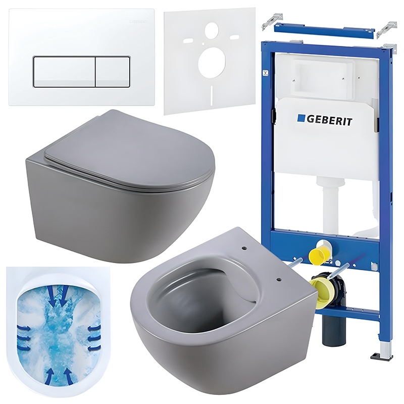 BPS-koupelny Podomítkový modul Geberit DuoFix s WC mísou MU-MTGR-RIM-03 + ovládací tlačítko Delta 50 bílá