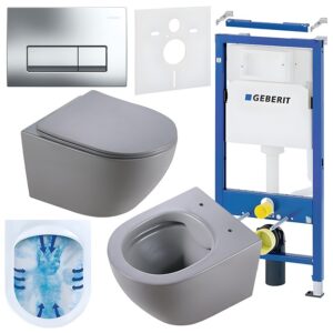 BPS-koupelny Podomítkový modul Geberit DuoFix s WC mísou MU-MTGR-RIM-03 + ovládací tlačítko Delta 50 chrom