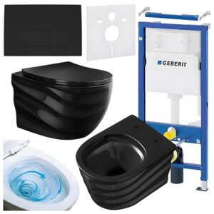 BPS-koupelny Podomítkový modul Geberit DuoFix s WC mísou SL-BL-RIM-03 + ovládací tlačítko Delta 50 černá mat