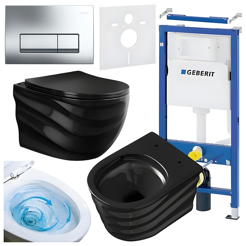 BPS-koupelny Podomítkový modul Geberit DuoFix s WC mísou SL-BL-RIM-03 + ovládací tlačítko Delta 50 chrom