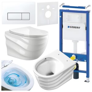 BPS-koupelny Podomítkový modul Geberit DuoFix s WC mísou SL-WH-RIM-03 + ovládací tlačítko Delta 50 bílá
