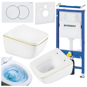 BPS-koupelny Podomítkový modul Geberit DuoFix s WC mísou YU-WH-GL-TR-03 + ovládací tlačítko Delta 01 bílá