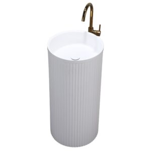 BPS-koupelny Volně stojící keramické umyvadlo HYD-ST3-WH-WOF-860 ø40 cm