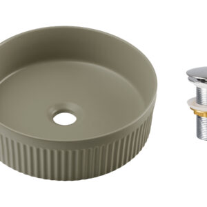 Comad Keramické umyvadlo na desku Beyond 36x36 olive green + výpusť Click-Clack