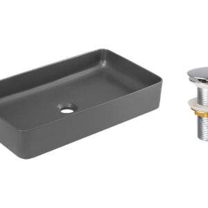 Comad Keramické umyvadlo na desku Beyond 61x34 šedé + výpusť Click-Clack