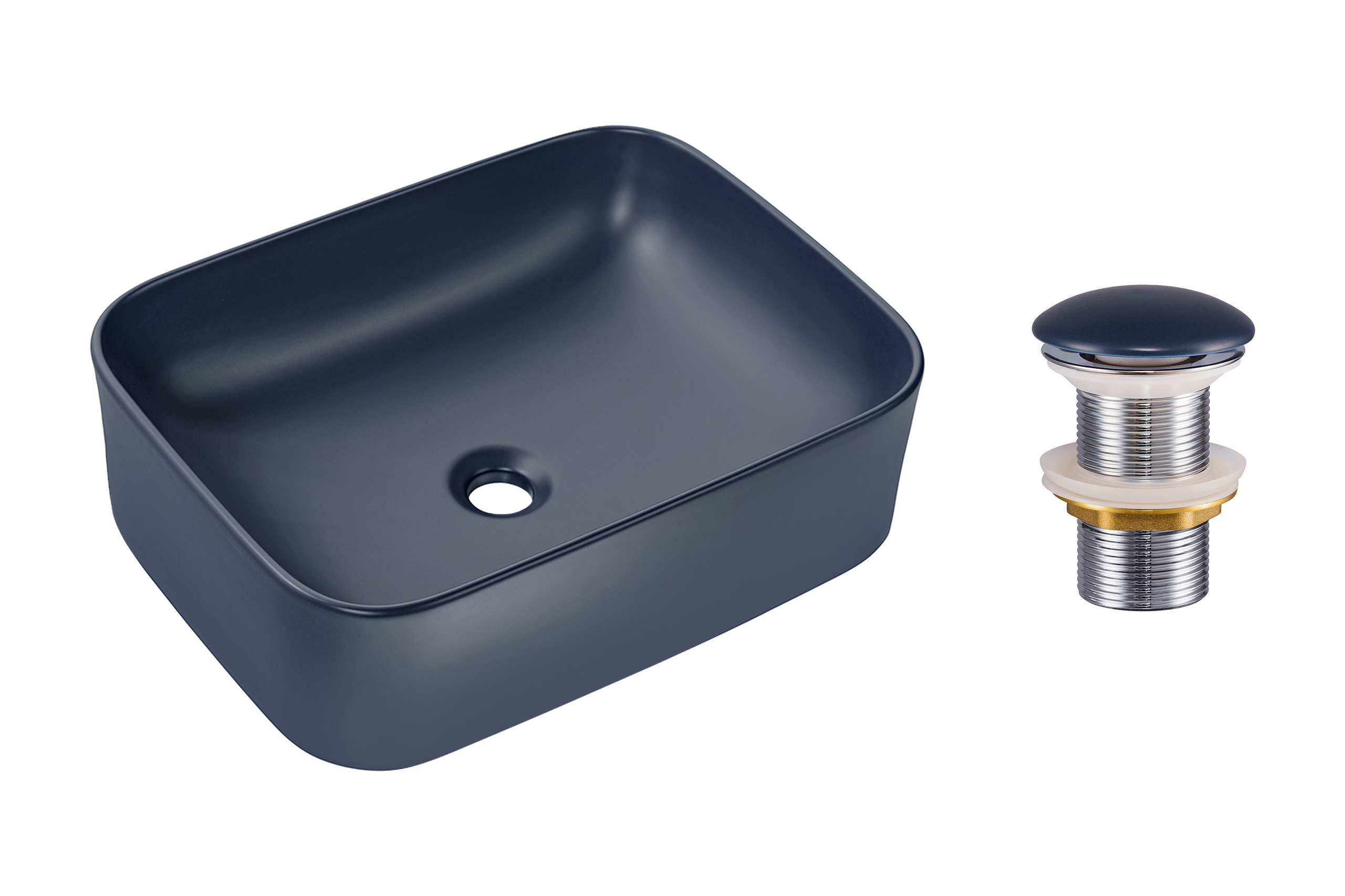 Comad Keramické umyvadlo na desku Kama 50x38 modrá + výpusť Click-Clack modrá