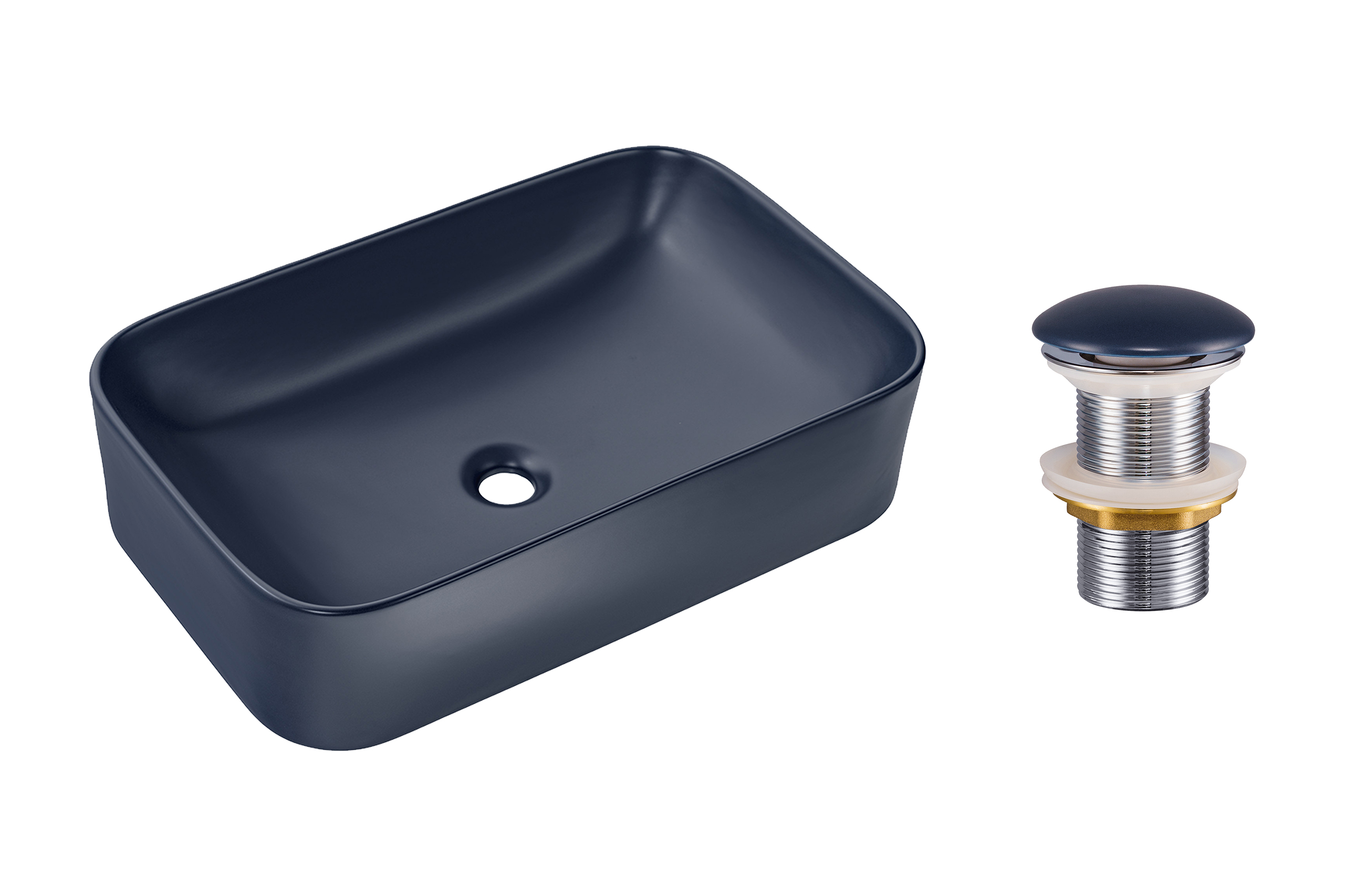 Comad Keramické umyvadlo na desku Kama 61x38 modrá + výpusť Click-Clack modrá