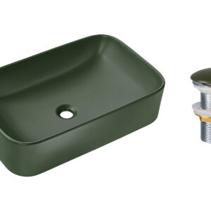 Comad Keramické umyvadlo na desku Kama 61x38 zelená + výpusť Click-Clack zelená
