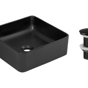 Comad Keramické umyvadlo na desku UM-SLIM 40 černé 37x37 + výpusť Click-Clack
