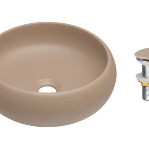 Comad Keramické umyvadlo na desku Wiki 36x36 cappuccino + výpusť Click-Clack cappuccino