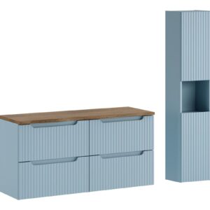 Comad Koupelnová sestava Nova Denim s deskou a skříňkami 120 cm modrá/dub casella