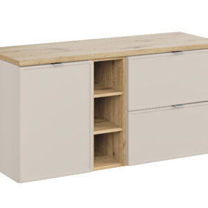 Comad Koupelnová skříňka pod deskové umyvadlo s košem na prádlo set Bella Cashmere III. 120 kašmír/dub artisan