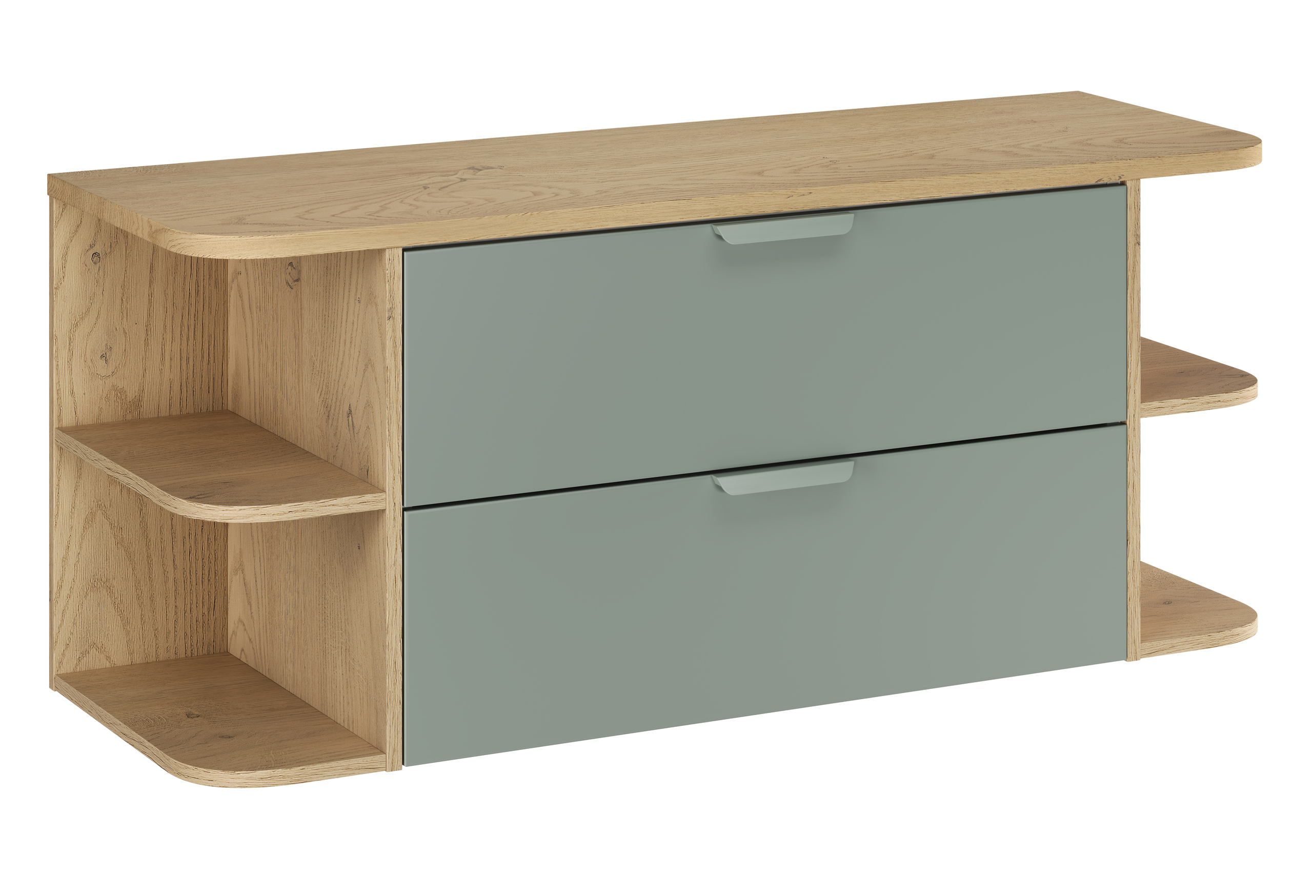Comad Koupelnová skříňka pod deskové umyvadlo set Aster Green II. 120 zelená/dub cremona