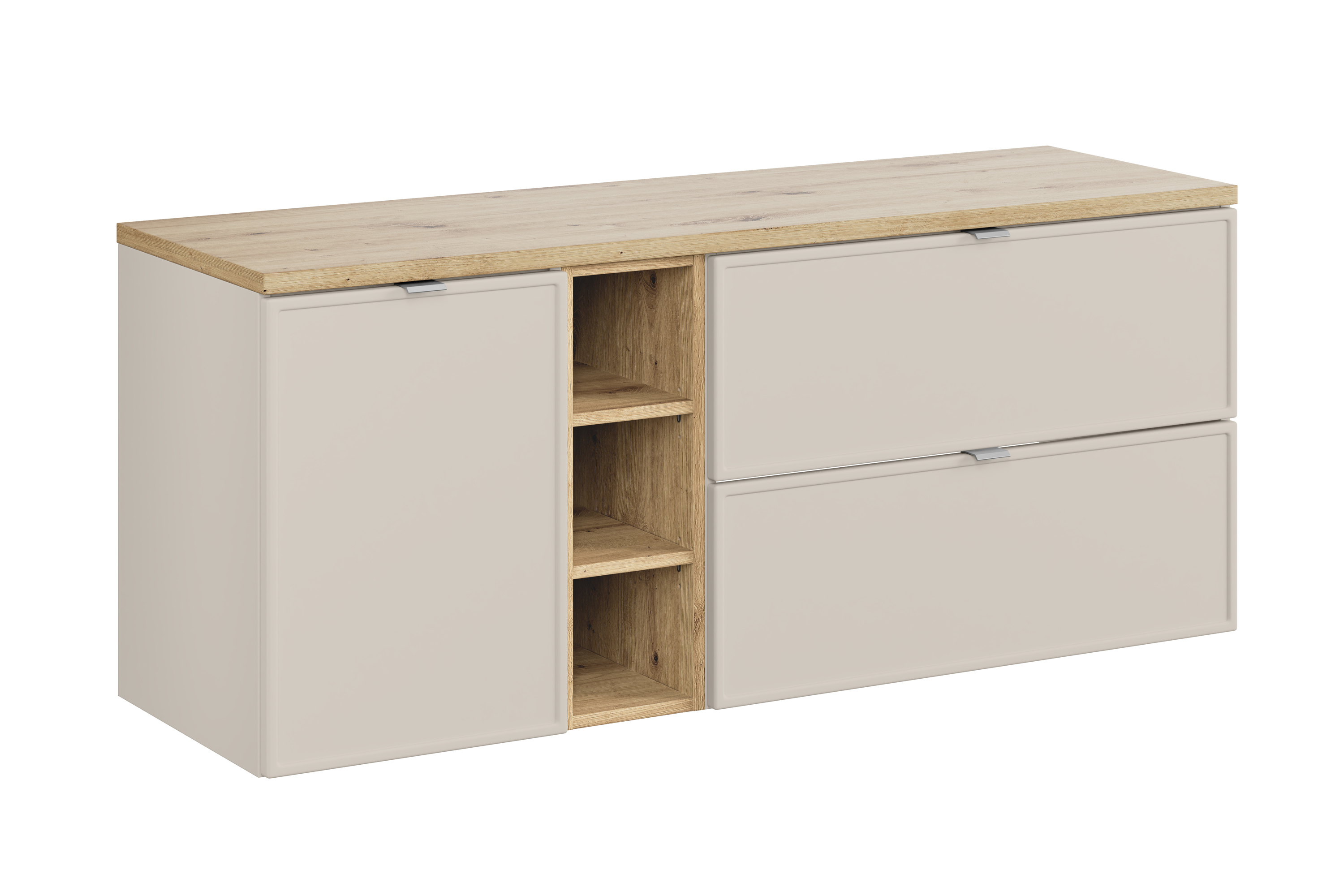 Comad Koupelnová skříňka pod deskové umyvadlo set Bella Cashmere 140 kašmír/dub artisan