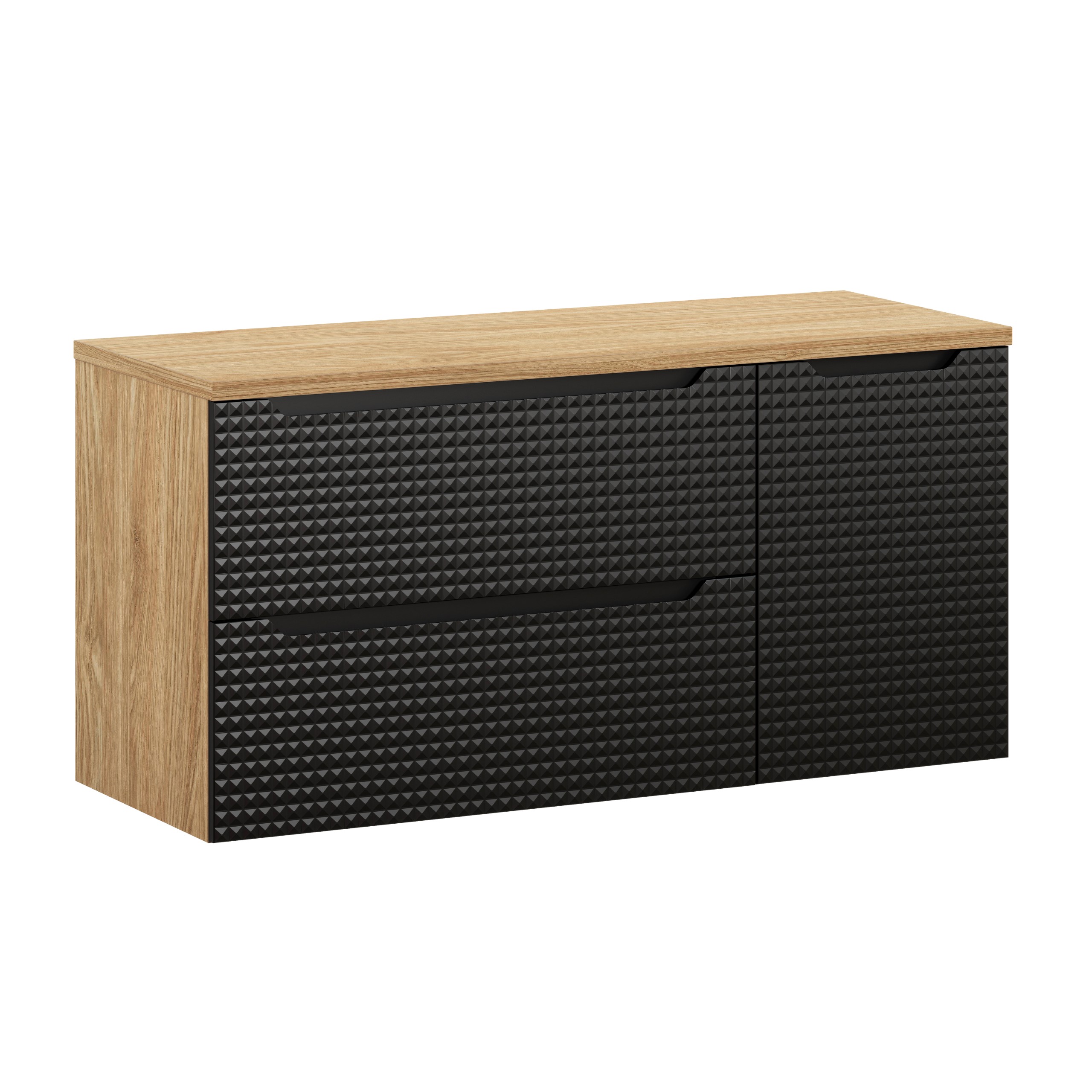 Comad Koupelnová skříňka pod deskové umyvadlo set Luxor Black III. 120 černá/dub olejovaný