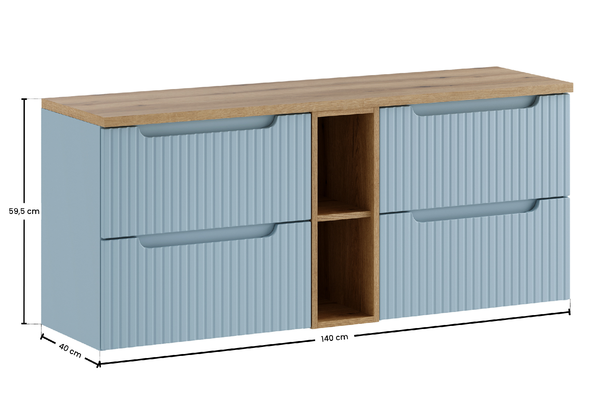 Comad Koupelnová skříňka pod deskové umyvadlo set Nova Denim 140 denim/dub coast evoke - Obrázek 2