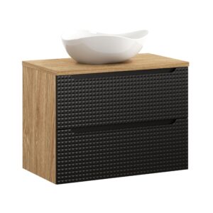 Comad Koupelnová skříňka s deskovým umyvadlem SET-LXBL B 80 černá mat/olejovaný dub
