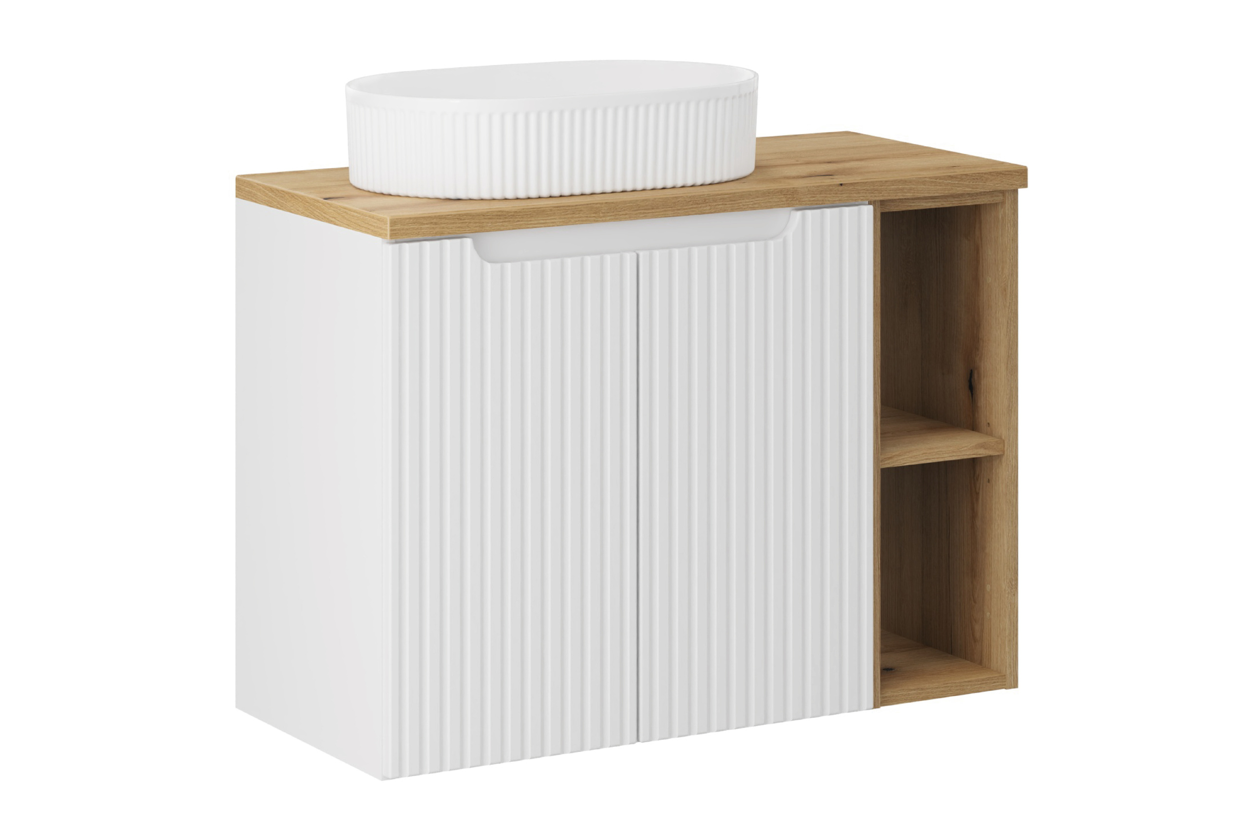 Comad Koupelnová skříňka s deskovým umyvadlem SET-NOW B OAK 80 bílá/dub coast evoke