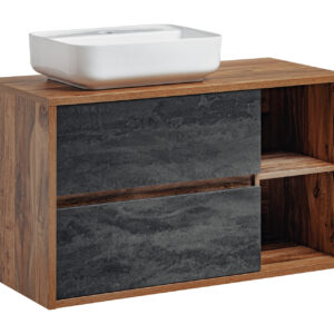 Comad Koupelnová skříňka s deskovým umyvadlem set Hampton II. 100 dub hunton/šedý beton